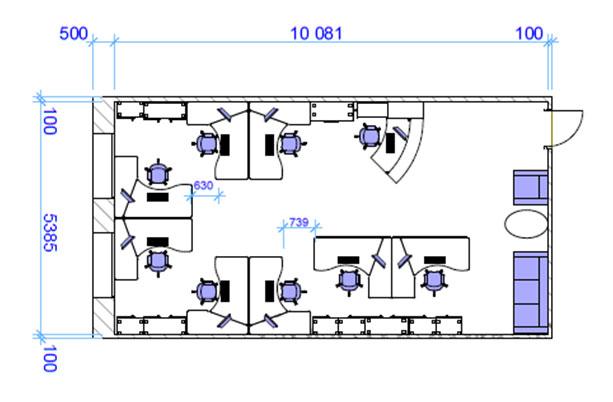 Схема расстановки мебели в офисе